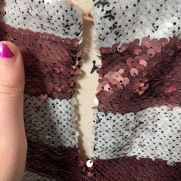 Sequin Striped Crop Top Small GIDDY UP GLAMOUR NWT - Picture 5 of 9